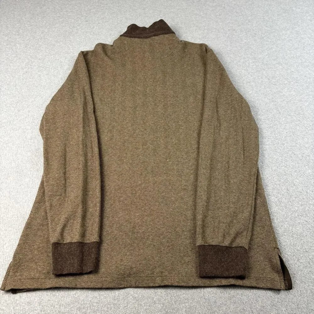 Polo Golf Ralph Lauren Sweater Men Large Brown 1/4 Zip Mock Neck Heritage Classi